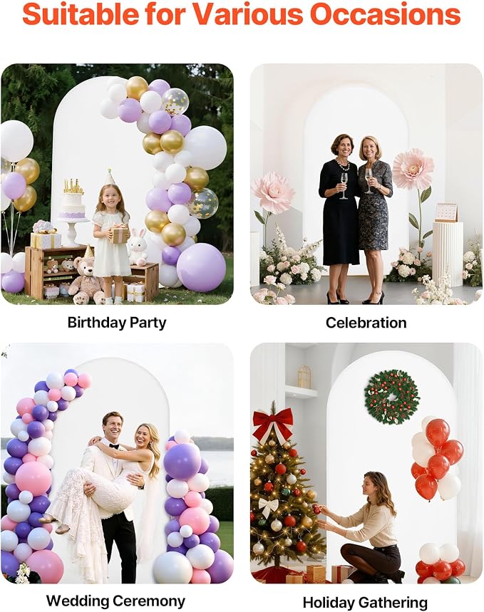 VEVOR Arch Backdrop Stand, 7.2 x 4 ft, Stable Structure, Easy Assembly, 1 Set Gold Metal Arch Backdrop Stand with Cover for Wedding, Birthday Party, Holiday Celebration, and Ceremony Decoration