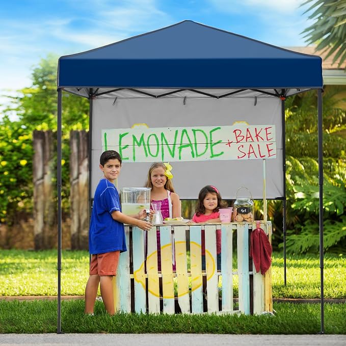 6x4 Pop Up Canopy Tent with Half Wall Panel, Instant Portable Beach Canopy, Outdoor Tent with Carry Bag for Camping, Sports, Tailgating, Events, Dark Blue