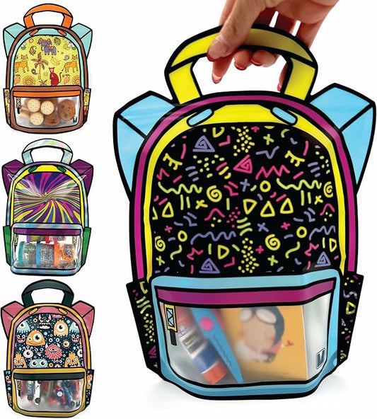 20 Pack Goodie Bags for Kids Birthday Party Supplies - Bulk Gift Bag for Favors, Food, and Candy with Resealable Ziplock Seal (Lets Party/Large)