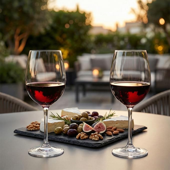Restaurantware-Voglia Nude 19.8 Ounce Cabernet Wine Glasses, Set Of 6 Crystal Wine Glasses - For White or Red Wines, Laser-Cut Rim, Fine-Blown Crystal Stemmed Glass, Dishwasher-Safe Stemware