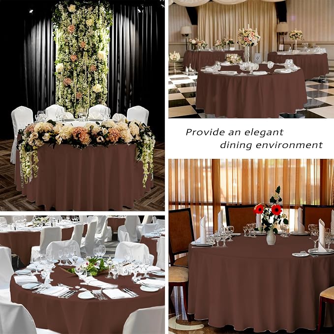 12 Pack Round Tablecloth 90 inch Brown Table cloths for Round Tables,Stain and Wrinkle Resistant Washable Polyester Tablecloths Brown Table Cloth Table 90 inchround Table Cloth for Wedding Party