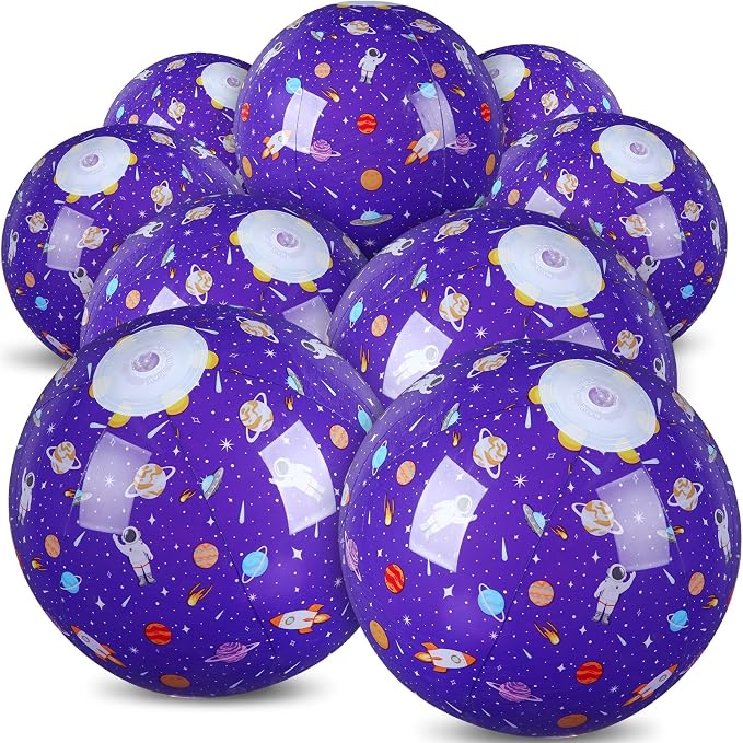 Leyndo 12 Pack Outer Space Themed Beach Ball for Kids 7.87" Bulk for Summer Pool and Beach Game Gifts and Birthday Party Supplies and End of The Year Class Party Decoration Favors