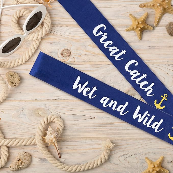 “Last Sail Before The Veil” Bachelorette Sashes | 7 Pack | 1 Bride to be Sash and 6 Bride Tribe Sashes with Fun Nautical Phrases