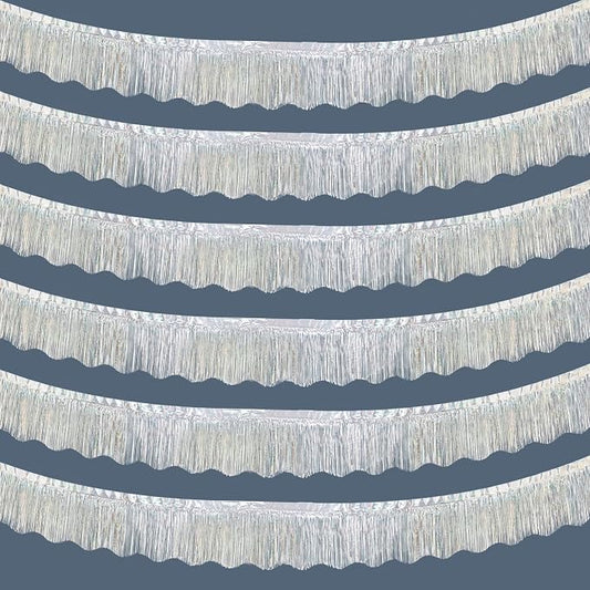 LOLStar Silver Foil Fringe Tinsel Garland, Tinsel Streamers Banner, 6 Pack | 60Ft Tinsel Streamers, Shiny Silver Tinsel Fringe Banner for Wedding, Birthday, Anniversary, Christmas, New Year Party Decor