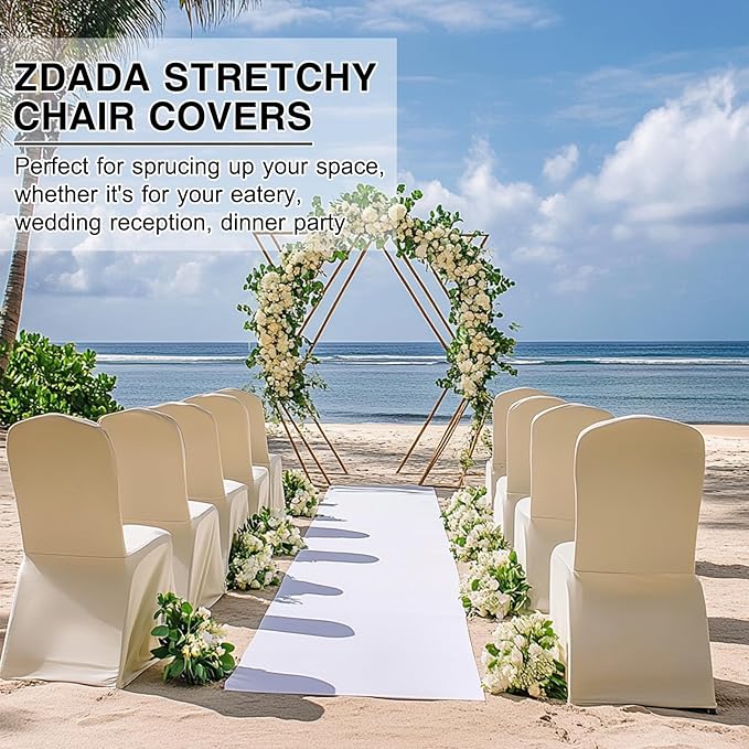 50 PCS Banquet Chair Covers for Wedding Universal Polyester Spandex Chair Cover Stretch Slipcovers for Party Dining Flat-Front Chair (Ivory)