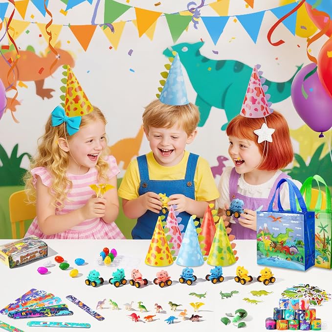 Vanblue 134Pcs Dinosaur Party Favors Dinosaur Birthday Party Decorations Goodie Bags Stuffers Fillers for Kids Birthday, Themed Party Supplies Classroom Rewards Gifts for Boys
