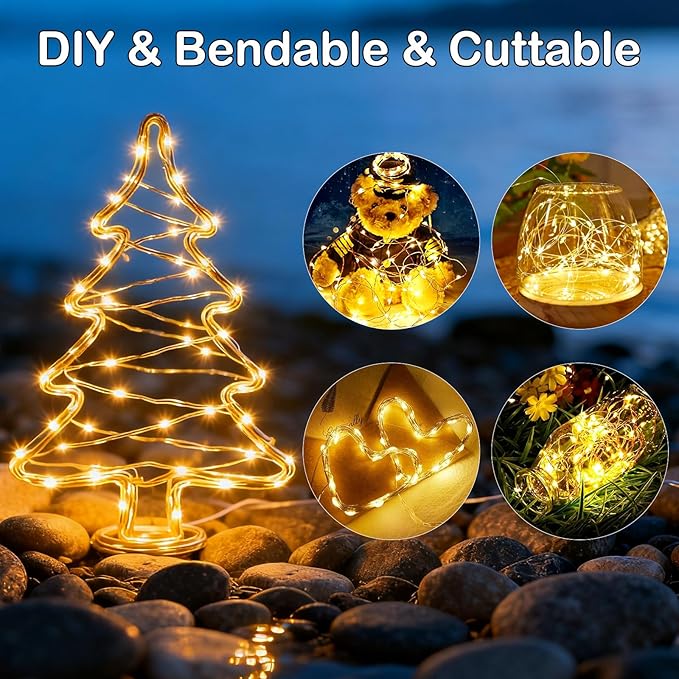 Fairy Lights Battery Operated,24 Packs 9.8FT 30LEDs+ 6 Replacement Batteries Firefly Lights Copper Wire String Lights(NO Timer) for Bedroom Wedding Mason Jar Dorm Decor(Warm White)
