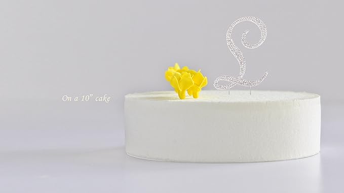 LOVENJOY Gift-Boxed 3.5" Rhinestone Letter L Cake Topper Silver