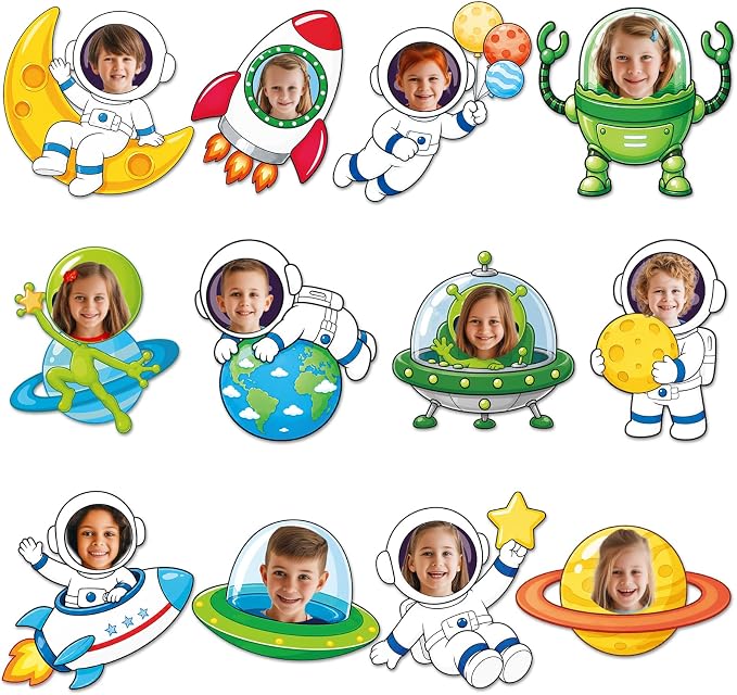 120Pcs Outer Space Theme Cutouts Back to School Bulletin Board Astronaut Alien Paper Cut-Outs Space Themed Classroom Decor for Boy Girl DIY Craft Photo Wall Kindergarten Preschool Party Favor Supplies