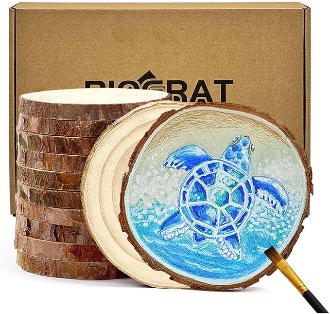 4 Inch Wood Slices Wooden Discs for Crafts, 12 Pcs 3.9-4.3 inches