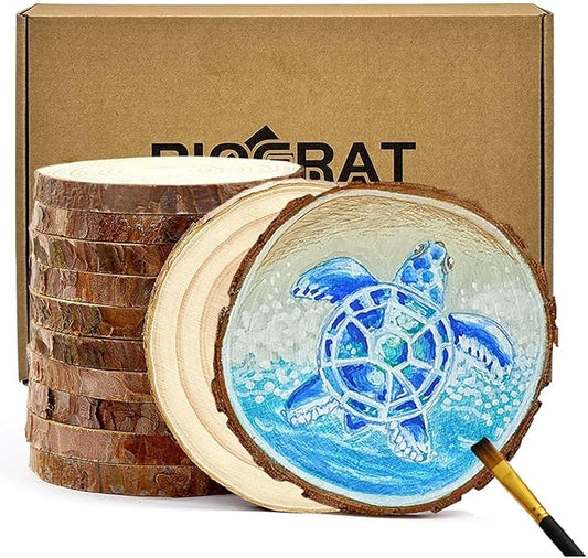 4 Inch Wood Slices Wooden Discs for Crafts, 12 Pcs 3.9-4.3 inches