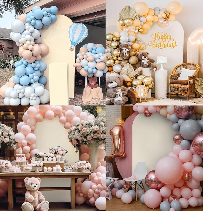 6.6 FT Arch Stand with Arch Stand Cover, Wedding Arch Backdrop Stand and Beige Arch Cover for Birthday Party Wedding Ceremony Bridal Baby Shower, BS01-5