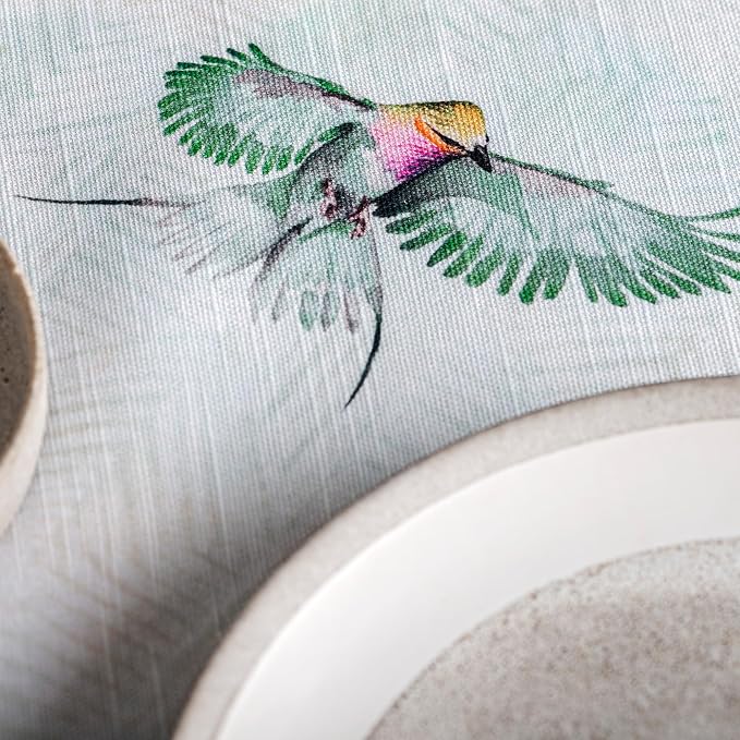 Maison d' Hermine Table Cloth Round Table 100% Cotton 69 Round Inches Tablecloth Reusable Decorative for Dining Kitchen Room Farmhouse Party Home Hotel Restaurant Spring Summer - Flying Birds