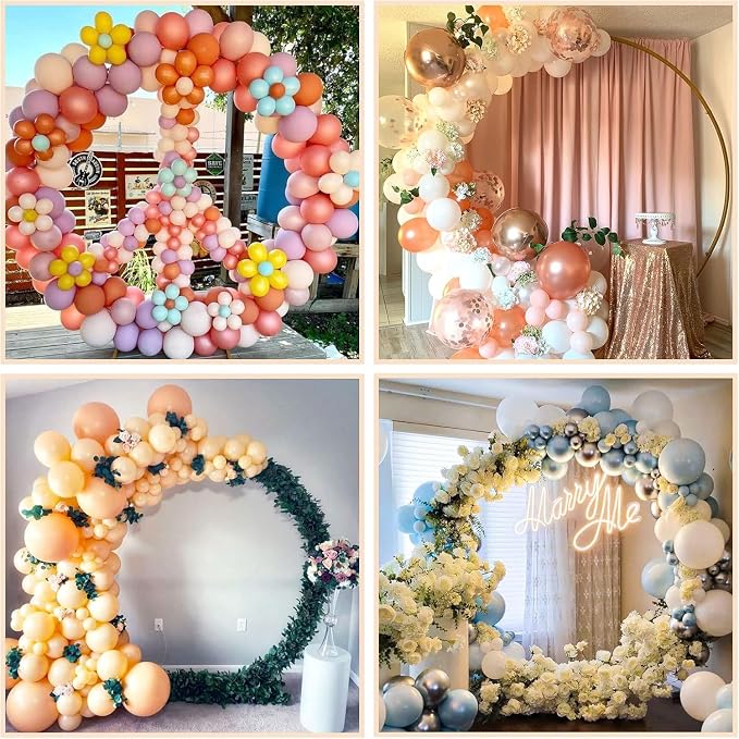 IDAODAN 6.9ft Round Backdrop Stand Circle Arch Frame, Golden Metal Balloon Arch Stand Kit for Wedding Birthday, Balloon Ring Base & Photo Backdrop Decor