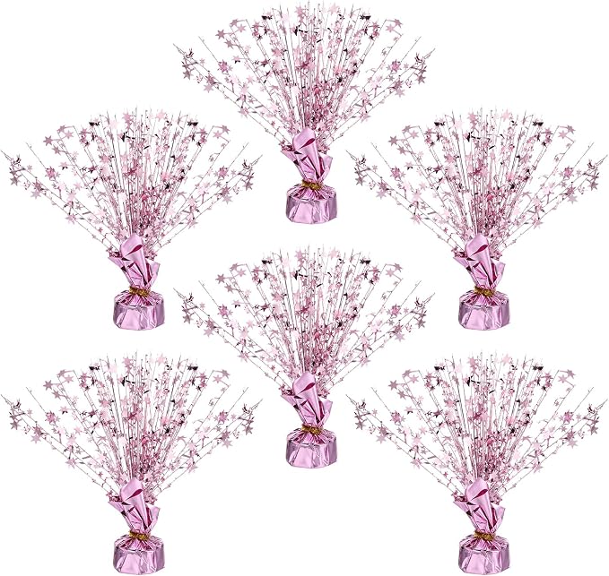 Crowye 6 Pcs Metallic Foil Spray Centerpiece Christmas Party Star Fall Table Decoration Table Decor for Birthday Party Season Holiday(Light Purple,Small Star)