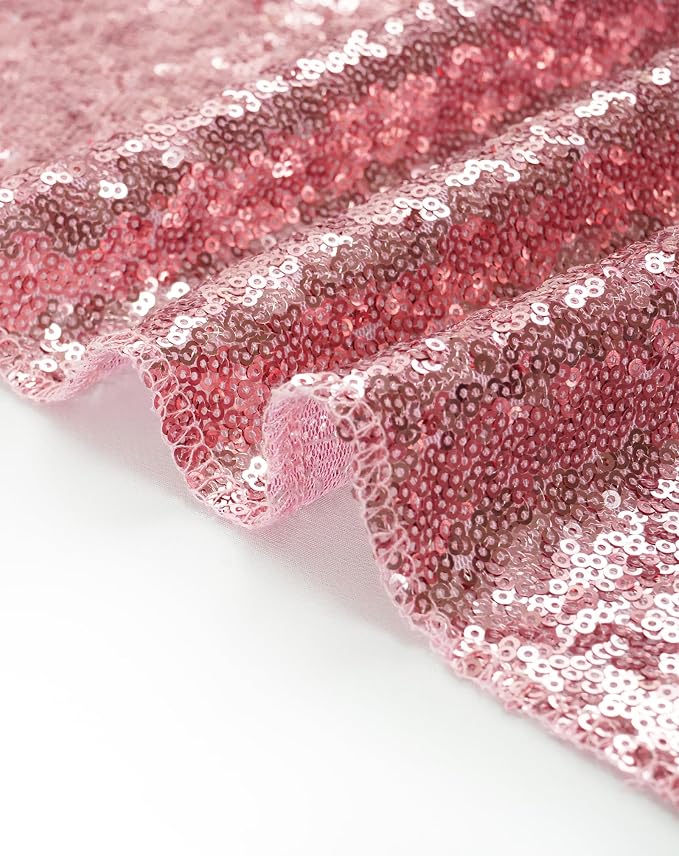 Eternal Beauty Fuchsia Pink Tablecloth, 50x50 Inch Sequin Square Table Cover for Mother's Day Cake Dessert Exhibition Party Birthday Events