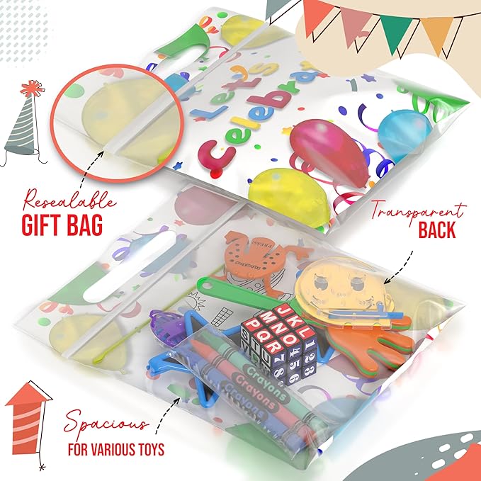 Crown Display Party Favors for Kids 10 Pre Filled Party Favor Bags - Fun Goodie Bags Stuffers for Kids with Fidget Toys and Small Toys Goody Bag Stuffers - Party Favors for Kids 4-8