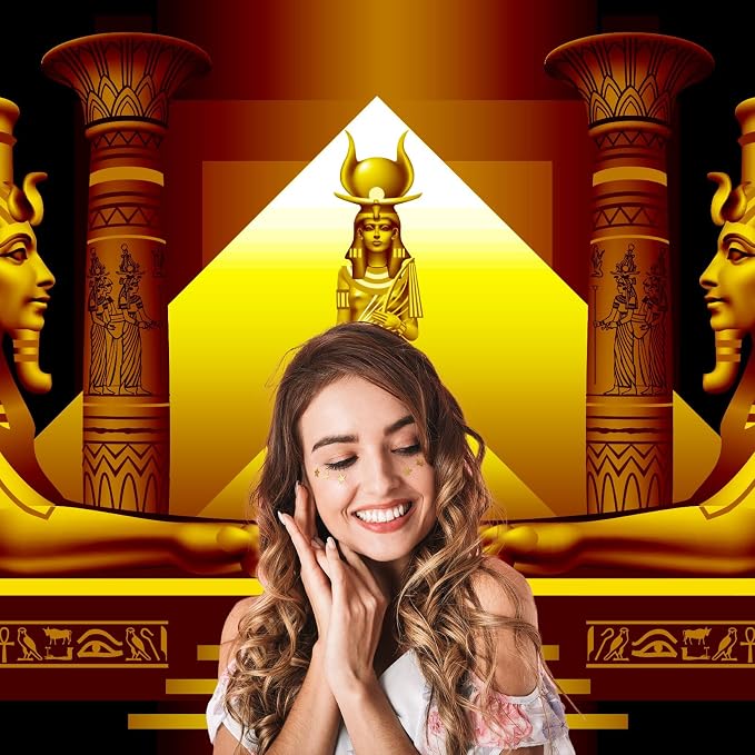 Egyptian Pyramids Sphinx Backdrop Ancient Egyptian Pharaoh Queen Decorations Golden Egypt Palace Stairway Photography Background Egyptian Temple Queen of Egypt Portrait Photo Studio Props 8x6ft