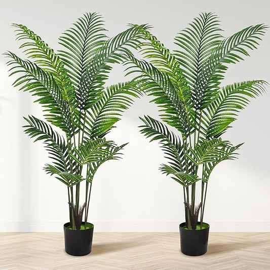 Suntee 5ft Artificial Palm Tree, 2 Pack Artificial Plants Indoor for Office Living Room, Tall Fake Trees Tropical Areca Floor Plant, Large Fake Plants Porch Garden Patio Decor