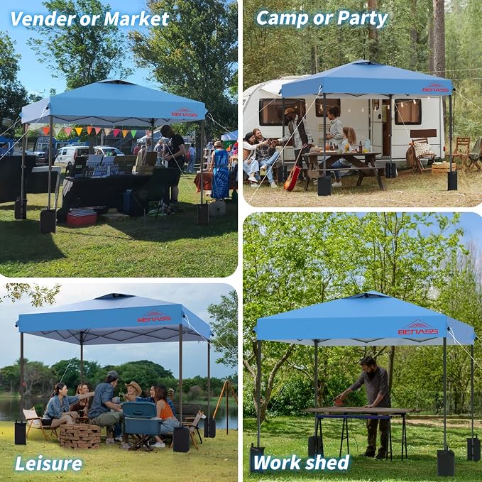 10x10 Pop Up Canopy, Easy Up Canopy Tent, Heavy Duty Tents for Parties, One Person Easy Set Up Event Tent, Turquoise