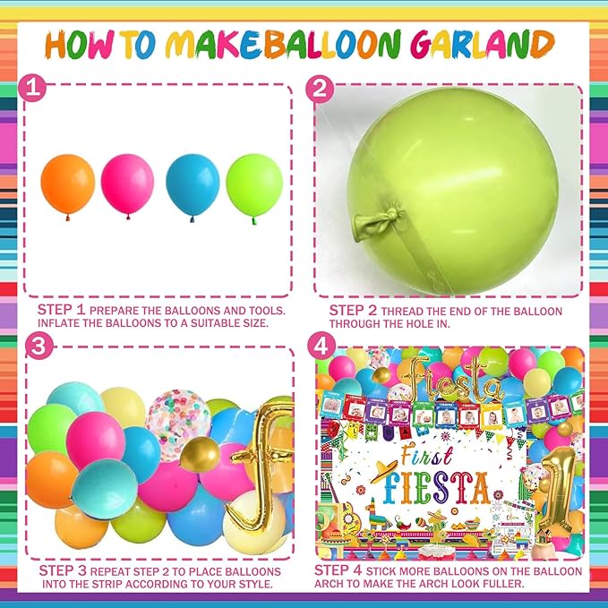 First Fiesta Birthday Decorations, Mexican Theme 1st Uno Party Decorations Backdrop Balloon Monthly Photo Highchair Banner Tablecloth Cake Cupcake Topper Box Cutout Crown Poster