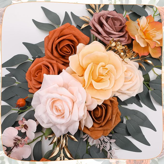 2 Pcs Wedding Arch Decorations - Reusable Artificial Hanging Flowers Floral Swag Greenery Garland for Wedding Welcome Sign Backdrop Bridal Ceremony Reception Backdrop Decoration(Champagne)