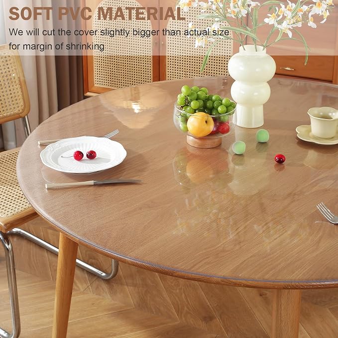 LovePads Round Frosted Table Cover Protector 36 Inch, 2mm Thick Table Protector for Dining Room, Waterproof Plastic Cover PVC Vinyl Tablecloth, Circle Tabletop Protective Pad for Furnture Surface