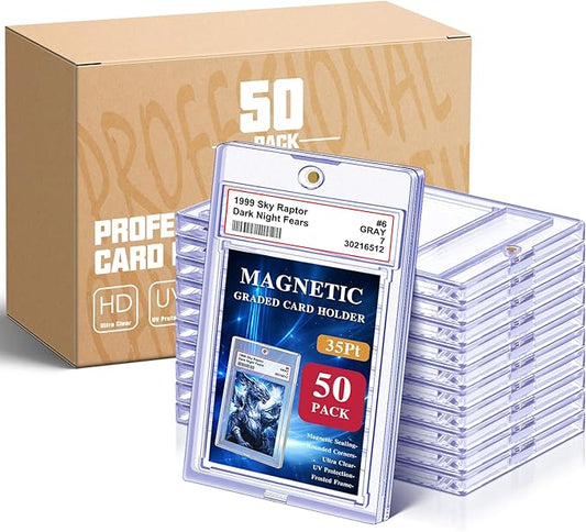 Magnetic Graded Card Slab for Trading Cards, Acrylic One Touch Card Case Holder PSA Slab Protector with Label Position Fit for TCG, MTG, Baseball Cards, Sports Cards, Game Cards(50P)