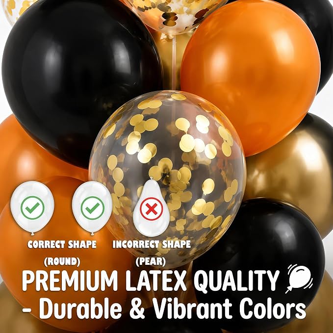 Balloon Column Kit Set of 2 With Balloons Included - with Base, and Pole,Balloon Tower Backdrop Decoration for Wedding, Baby Shower, Birthday Party, or Bachelorette Parties (Black Orange)