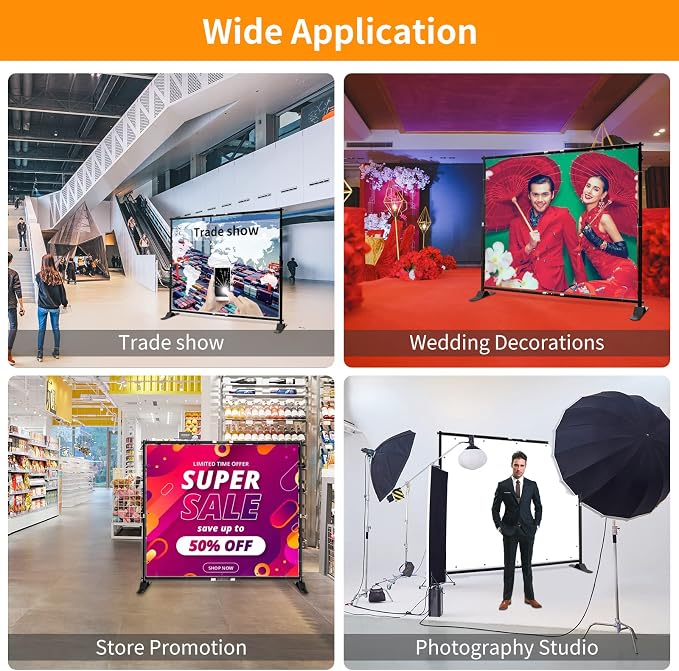 FUDESY 10 x 8ft Backdrop Banner Stand, Heavy Duty Adjustable Photo Background Stand Kit with Carrying Bag, Step and Repeat Frame Stand for Parties Wedding Trade Show Photo Booth Display