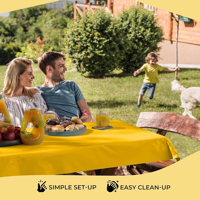 Party Solids 66% Thicker Premium Yellow Plastic Table Cover Roll 40" X 300' Table Cloth Plastic Cover Roll Quality Thick Banquet Rolls Disposable Tablecloth Rolls Strong American Based Company