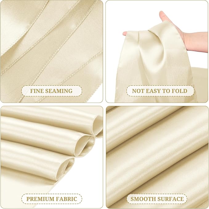 15 Pack Satin Table Runners 12 x 108 Inch Long, Ivory Table Runners for Rectangle Round Tables,Smooth Satin Table Runner for Wedding,Birthday Party Banquets Graduation Engagements Decoration