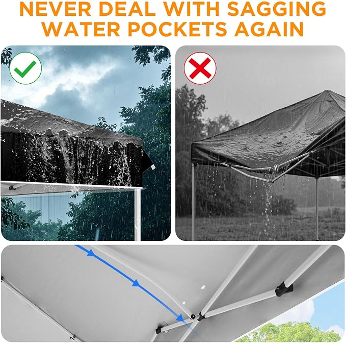 EAGLE PEAK Pop Up Canopy Tent with Wheeled Carry Bag, 8 Stakes, 4 Ropes, 4 Weight Bags, Easy Set Up Tent Canopy, 12x12 ft, 144sqft of Shade, Black