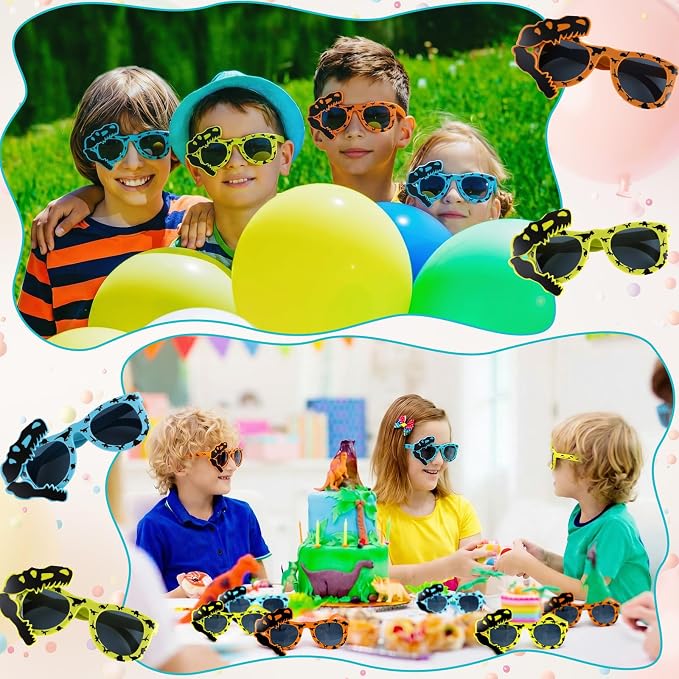 24 Pcs Dinosaur Glasses for Kids Dinosaur Birthday Party Dino Theme Glasses Photo Prop Jungle Classroom Vbs Supplies