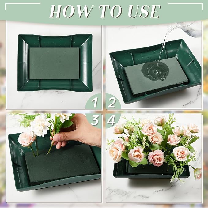 Sabary 12 Pack Large Size 8.5 x 6.7 Inch Floral Foam Bowl Floral Arrangements Supplies Foam in Bowls Flower Bowl with Blocks Kits for Table Party Wedding Festival Flower Holiday Decorating