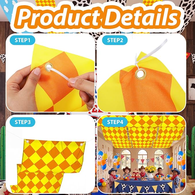 Feifeiya 3 Pcs 36 ft Cartoon Story Party Decorations Cartoon Story Classroom Celling Banner with Cow Blue Sky White Clouds Print for First Day Back to School Classroom Birthday VBS School Decorations