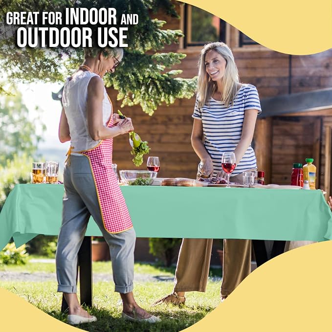 Party Solids 66% Thicker Premium Mint Plastic Table Cover Roll 40" X 100' Table Cloth Plastic Cover Roll Quality Thick Banquet Rolls Disposable Tablecloth Rolls Strong American Based Company