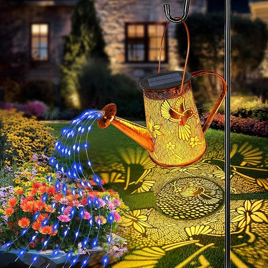Solar Watering Can Lights, Hummingbird Gifts for Mothers Day Women Mom Grandma Birthday, Waterproof Outdoor Garden Decor Large Hanging Solar Lanterns Garden Lights for Porch Yard Flowerbed Pathway