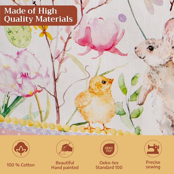 Maison d' Hermine Table Cloth Rectangle Table 100% Cotton 70 x 140 Inches Tablecloth Reusable Decorative for Dining Kitchen Room Farmhouse Party Home Hotel Restaurant Spring Summer - Easter Zest
