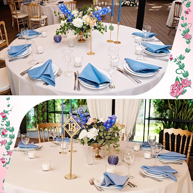 Elegant Lineshading 30-Piece Wooden Table Numbers - Rustic Gold Wedding Seat Numbers with Holders for Reception, Party & Event