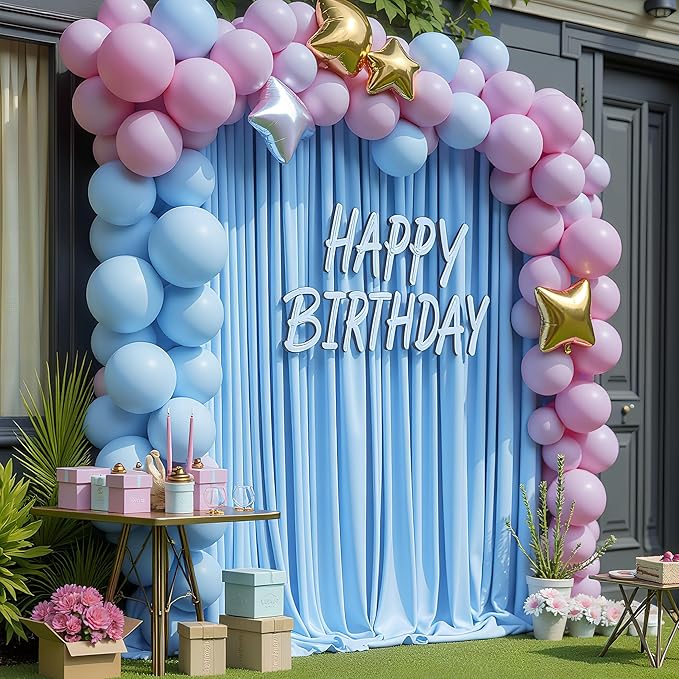 Wokceer Blue Backdrop Curtain for Wedding Parties 10x8FT Photo Polyester Backdrop Drapes for Wedding Photoshoot Baby Shower Birthday Party Curtains Photography Background 2 Panels 5x8FT