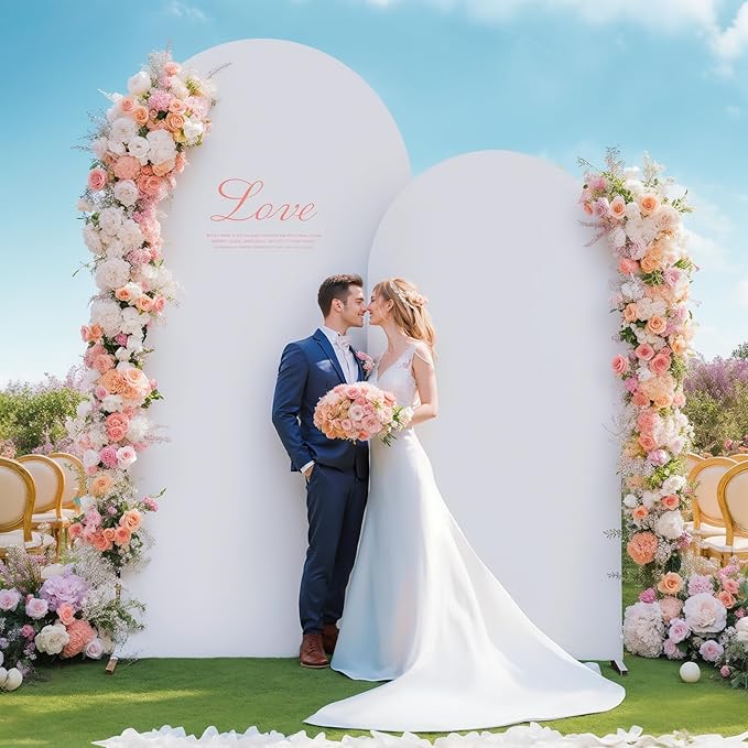 White Arch Cover Set of 2-7.2 and 6ft Arch Backdrop Cover Spandex Wedding Arch Stand Covers for Bridal Shower Wedding Baby Shower Birthday Party Ceremony Banquet Photo Background Decorations