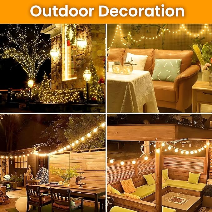 Dailyart Globe String Lights, 100Led 59FT Waterproof Fairy Lights Plug in 8 Modes with Remote Control, Brightness Adjustable &Timing String Lights Indoor Outdoor, Fairy Lights for Bedroom, Warm White