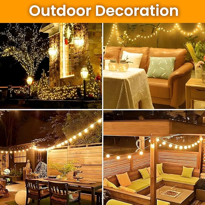 Dailyart Globe String Lights, 200Led 75FT Waterproof Fairy Lights Plug in 8 Modes with Remote Control, Brightness Adjustable &Timing String Lights Indoor Outdoor, Fairy Lights for Bedroom, Warm White