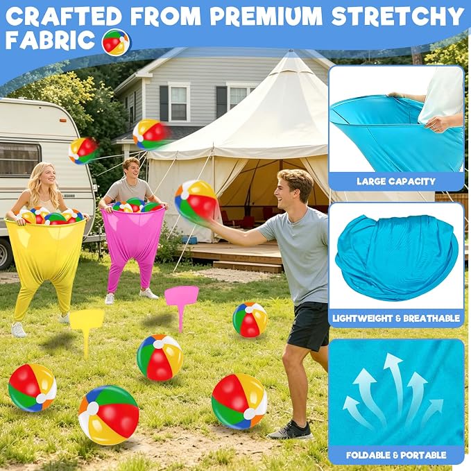Granny Pants Yard Game Set, Granny Pants Family Party Outdoor Games with Pants Bouncy Balls Stakes Storage Bag for Large Group, Birthday Party Gift, Carnival Party Reunion Gathering
