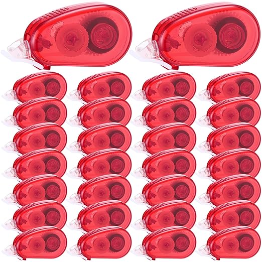 Geyee 50 Pcs Double Sided Tape Roller Permanent Adhesive 0.3 x 315'' Double Sided Tape Dots for Scrapbooking Journal Photo Paper Craft Projects Christmas Gifts (Red,Classic)