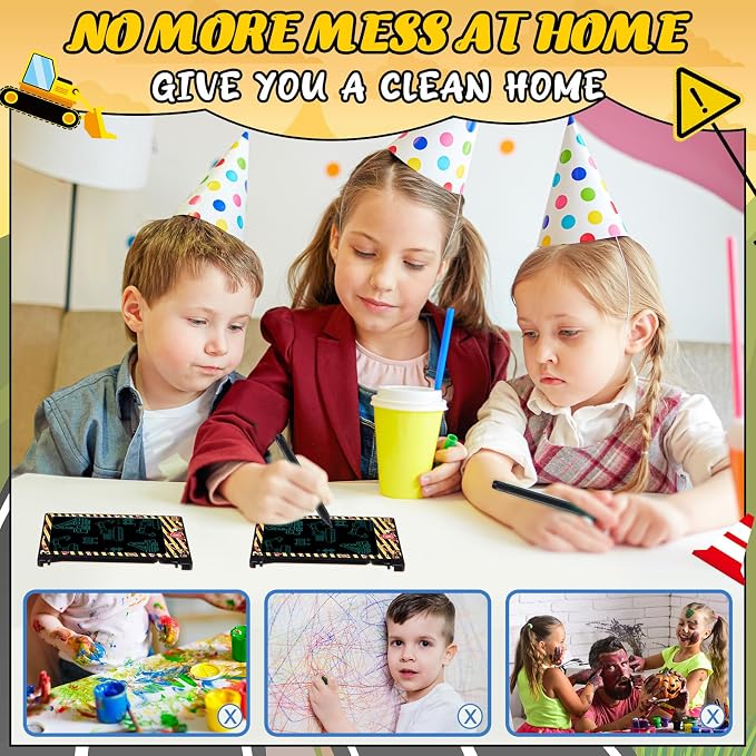 Nezyo 12 Pack Construction Party Favors Mini LCD Writing Tablet for Kids 4.6 Inch Doodle Board Drawing Tablet Erasable Reusable Electronic Drawing Pads for Construction Party Decor Birthday Supplies