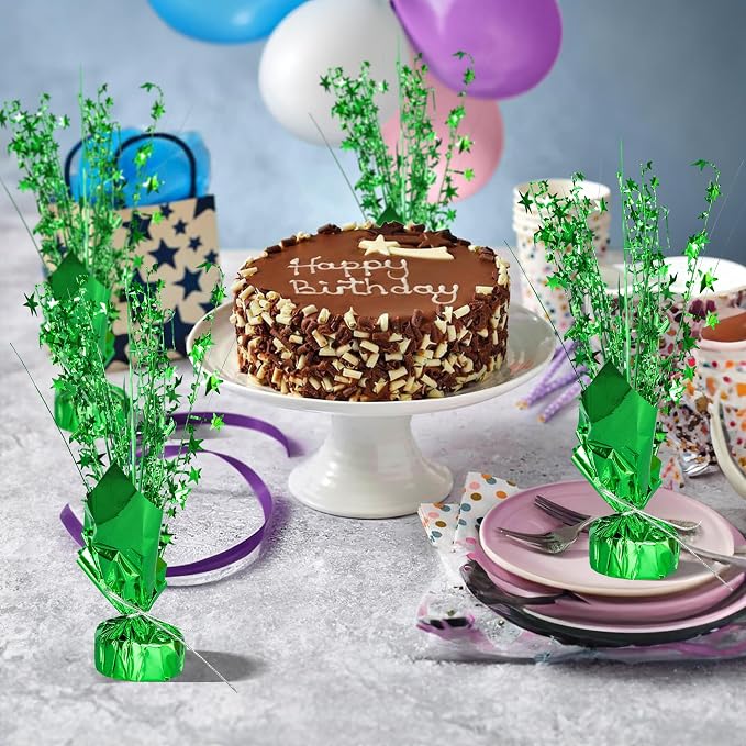 Gyufise 6 Pack Metallic Foil Spray Centerpiece Star Table Decoration Burst Table Centerpieces Table Decor for Birthday Wedding Anniversary Graduation Holiday Party Supplies Green