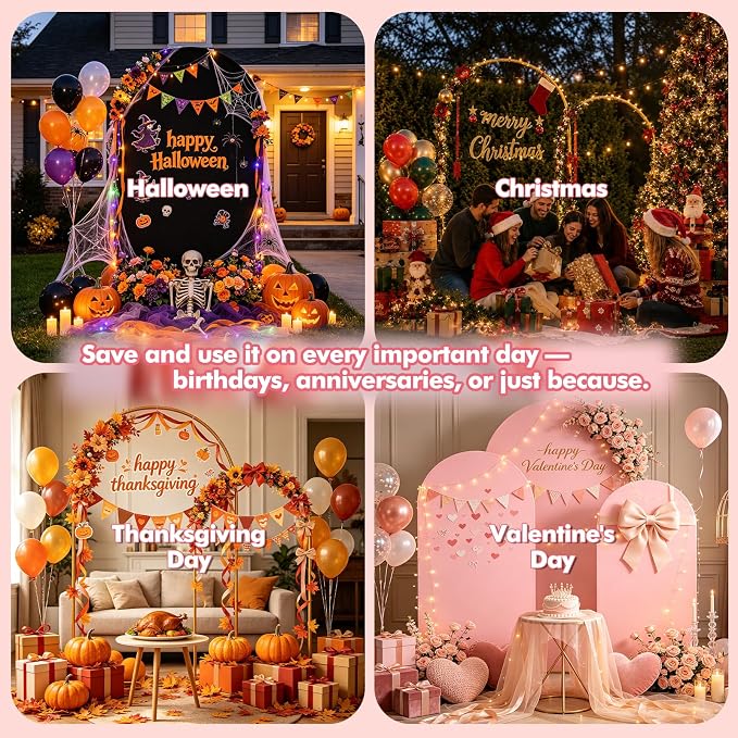 GOJAWAY 7.2FT Backdrop Stand Metal Arch Gold Wedding Arch Stand Arched Backdrop Frame for Birthday Party Baby Shower Graduation Ceremony Decoration