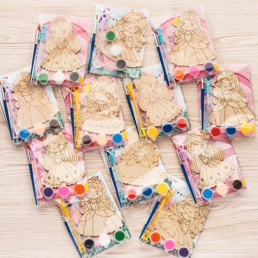 VENUSFIT Princess Party Favors - 12 PCS Princess Birthday Party Supplies - Princess Bubbles & Paint Crafts - Princess Birthday Decorations Goodie Bags Gifts Prizes for Kids Girls Toddler